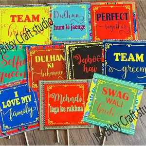 Desi wedding props, Wedding photo props, desi wedding mehndi props, photo booth props, Indian wedding, Pakistani wedding, Sangeet, Haldi
