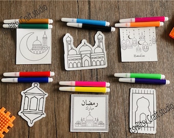 Kids fridge magnets, Color your own Ramadan magnet, kids Ramadan favors, Ramadan fridge magnets, DIY Ramadan activity, Kids Ramadan crafts