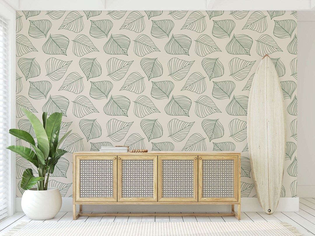 Modern Botanical Wallpaper for Bedroom Bathroom and Interiors. - Etsy