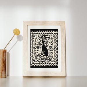 Folk Greyhound Whippet Print, Wall Art, Printable Wall Art, Digital Download, Greyhound Drawing, Whippet Greyhound Lover Gift