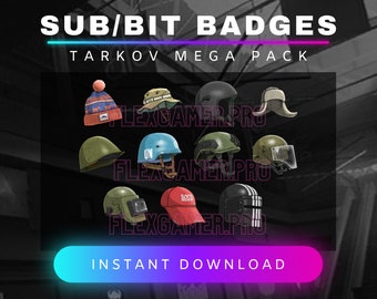 Twitch Tarkov Style Helmet Sub / Bit Badges