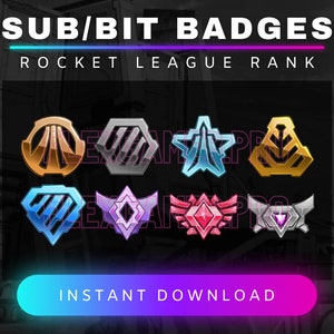 Twitch RL Ranked Bronze to SSL Sub / Bit Badges Plus Badge Flairs (3 options)