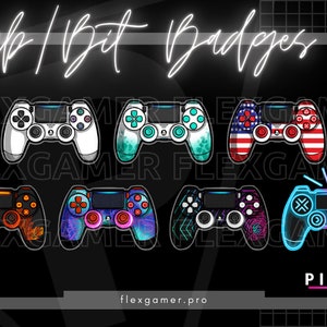 May include: A set of eight different colored and patterned PlayStation controller designs. The controllers are arranged in two rows of four. The controllers are all black with different colored and patterned designs. The designs include a white controller, a blue controller, a red, white, and blue controller, a neon pink and blue controller, a black and orange controller, a black and purple controller, a black and green controller, and a black and red controller. The text "FlexGamer" is repeated across the image. The text "PixitN" is at the bottom of the image.