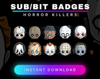 Twitch Horror Movie Killers Sub/Bit Badges, Halloween Twitch Badges