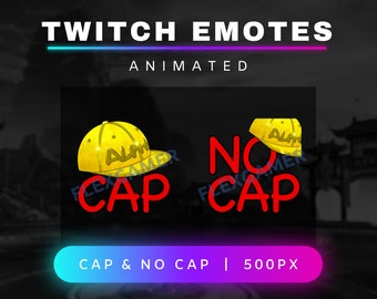 Animated Emotes for Twitch, Discord Emote, Alpha Cap Style, &#39;Cap&#39; & &#39;No Cap&#39; set of 2