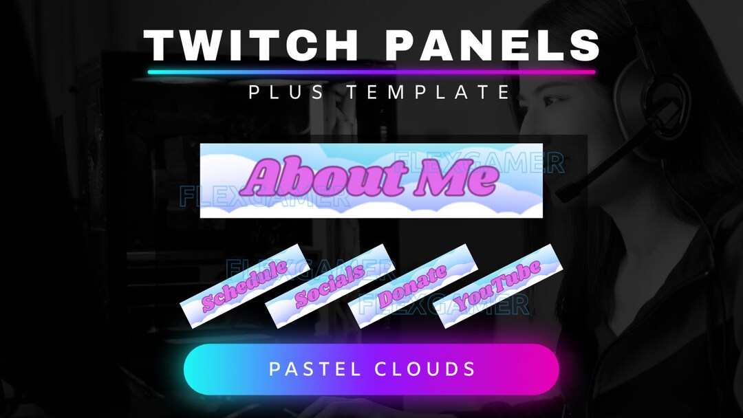 Panel One Text Box Pastel Cloud Twitch Panels: Retro Text, Customizable Template (instant ...