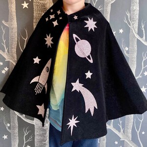 The Space Cape, childrens fancy dress, rockets, astronauts costume, outer space, childrens gift, kids role play, imaginary play, Christmas image 2