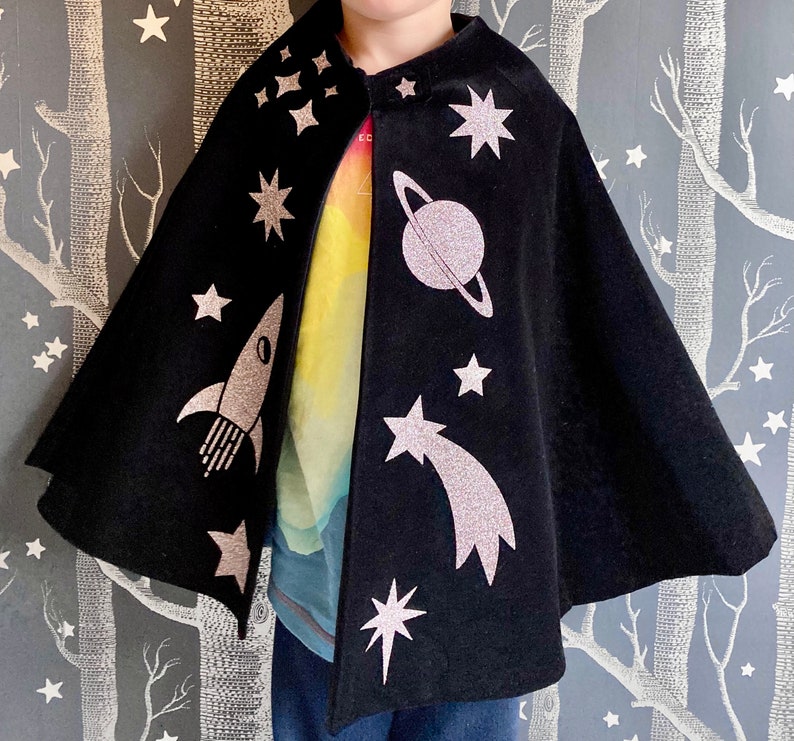 The Space Cape, childrens fancy dress, rockets, astronauts costume, outer space, childrens gift, kids role play, imaginary play, Christmas image 2