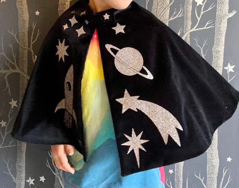 The Space Cape, childrens fancy dress, rockets, astronauts costume, outer space, childrens gift, kids role play, imaginary play, Christmas image 3