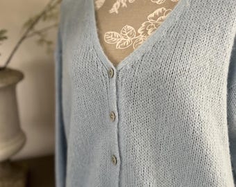 Lichtblauw vest mohairmix