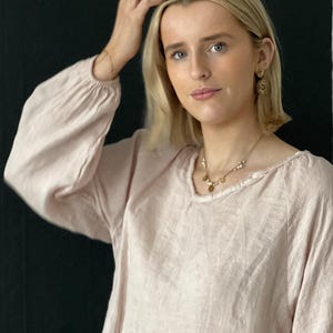 Linen blouse with v neck