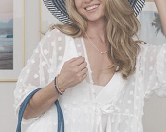 Witte gestippelde kaftan