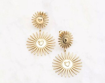 Sun earrings in gold