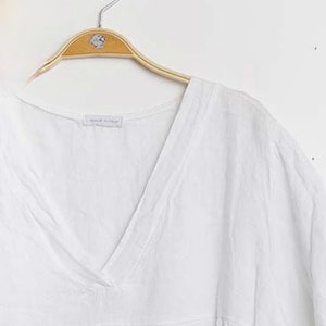 White Linen blouse, pure linen top/blouse in WHITE Bild 7