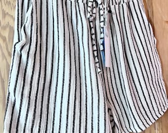 Cotton Striped Shorts: Elastic Waist Summer Loungewear
