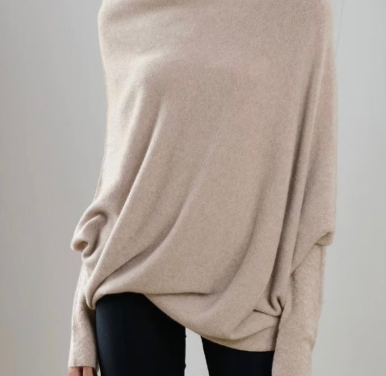 Asymmetric Grey jumper Camel