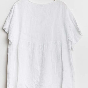 White Linen blouse, pure linen top/blouse in WHITE Bild 6