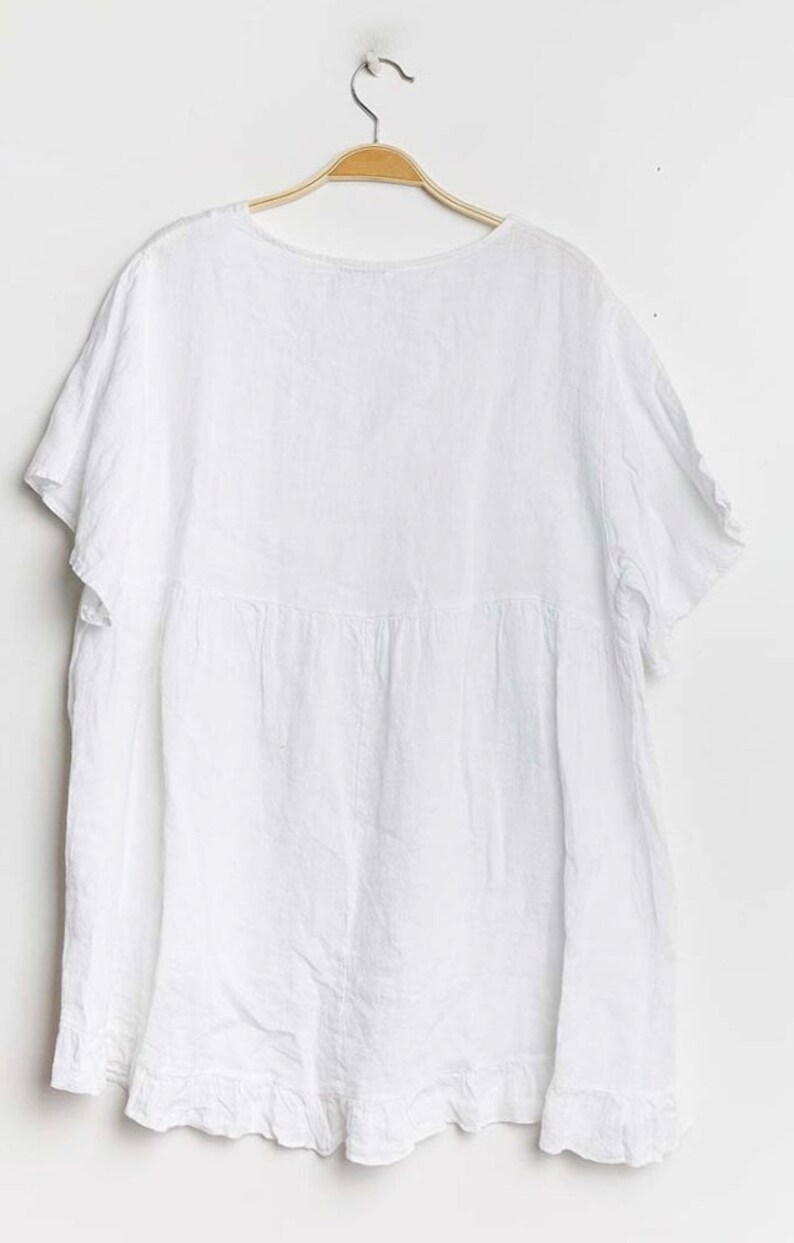 White Linen blouse, pure linen top/blouse in WHITE Bild 6