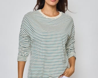 Gestreept sweatshirt met ronde hals