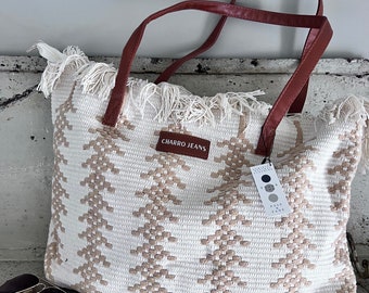 Greek patterned beach bag