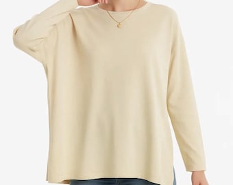 Crème gebreide trui grote maten: zachte en gezellige loungekleding