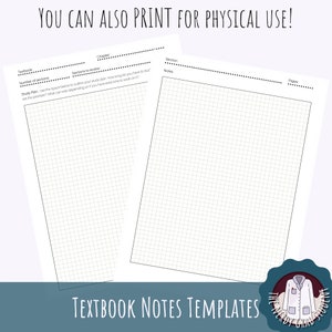 Digital Download Textbook Notes Template for Studying - Etsy