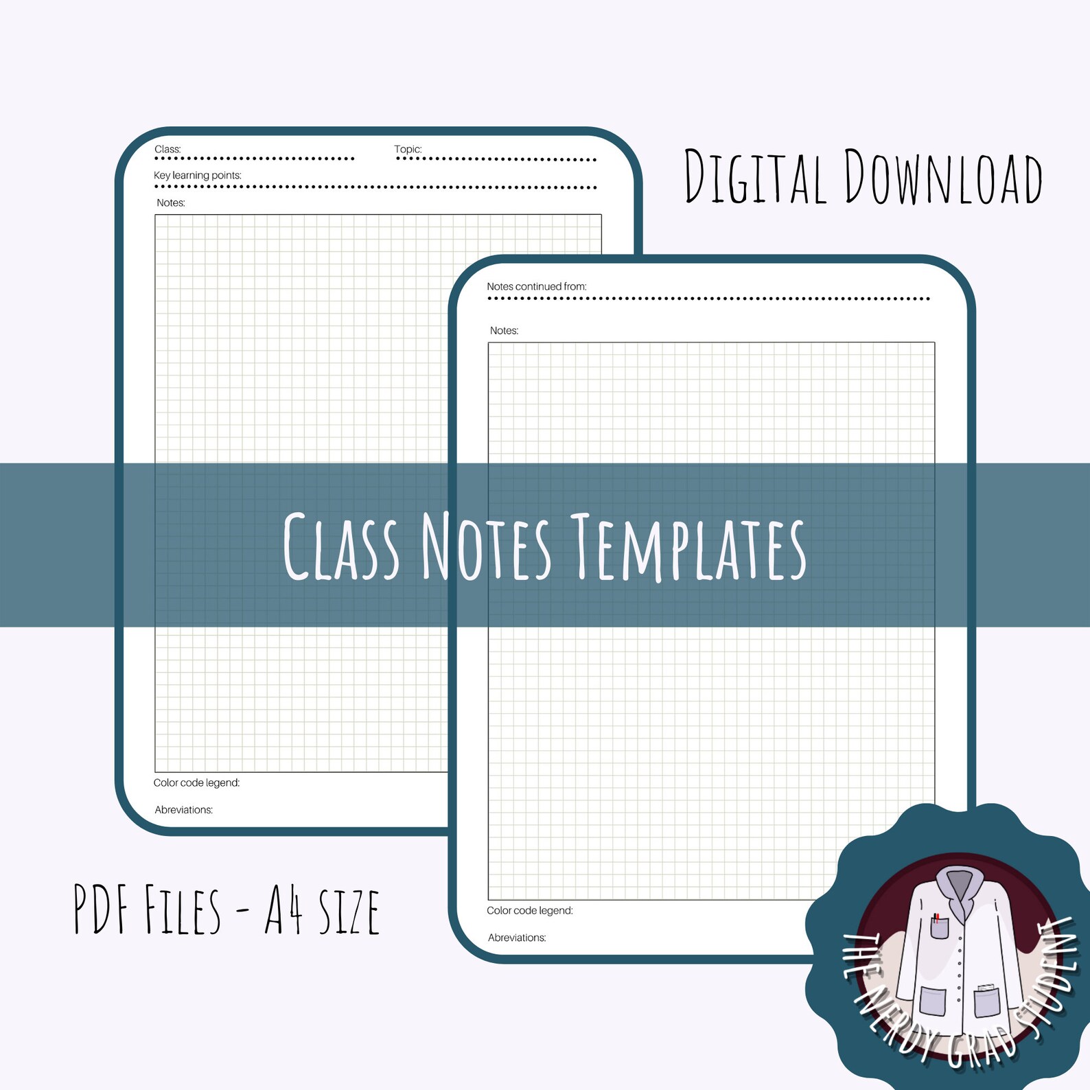 Digital Download Class Notes Template for Studying - Etsy
