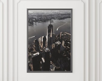 Ariel Photograph of Freedom Tower in NYC. Urban Cityscape Wall Art Decor. Fine Art Print. Modern Art Ready to Display. Made in Brooklyn.