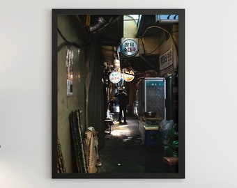 Urban Street Namdaemun Photography in Seoul South Korea. Dark Alleyway Art. Fine Art Prints, Metal Canvas Acrylic Wall Decor. Frame & Gift!