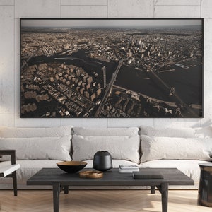 Downtown Brooklyn, Manhattan & Brooklyn Bridge. Ariel View of NYC Urban Cityscape Wall Art Decor. Fine Art Print. Created in Brooklyn.