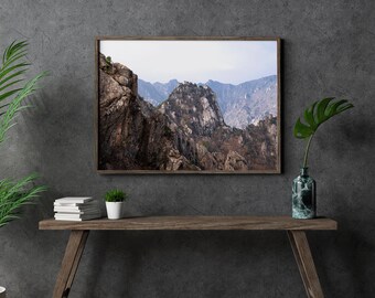 Mountain Range Pastel Art Print from Seoraksan National Park in South Korea. Nature Photo. Korean Cultural Hiking Destination and Adventure.