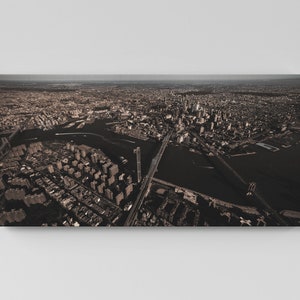 Downtown Brooklyn Canvas. Manhattan & Brooklyn Bridge. Ariel View of NYC Urban Cityscape Wall Art Decor. Fine Art. Created in Brooklyn.