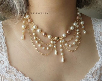 Collier ras de cou en perles de fée, Collier Angelcore, Collier esthétique, Bijoux faits main, Collier Cottagecore