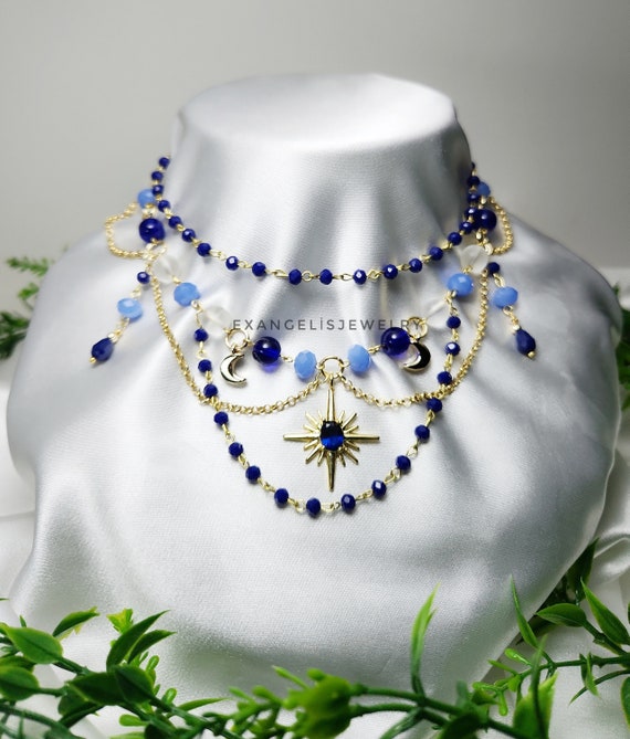 PEARL BEAD NECKLACE W/GLASS BEADS LIGHT BLUE PEARL BEAD NECKLACE W/GLASS BEADS LIGHT BLUE