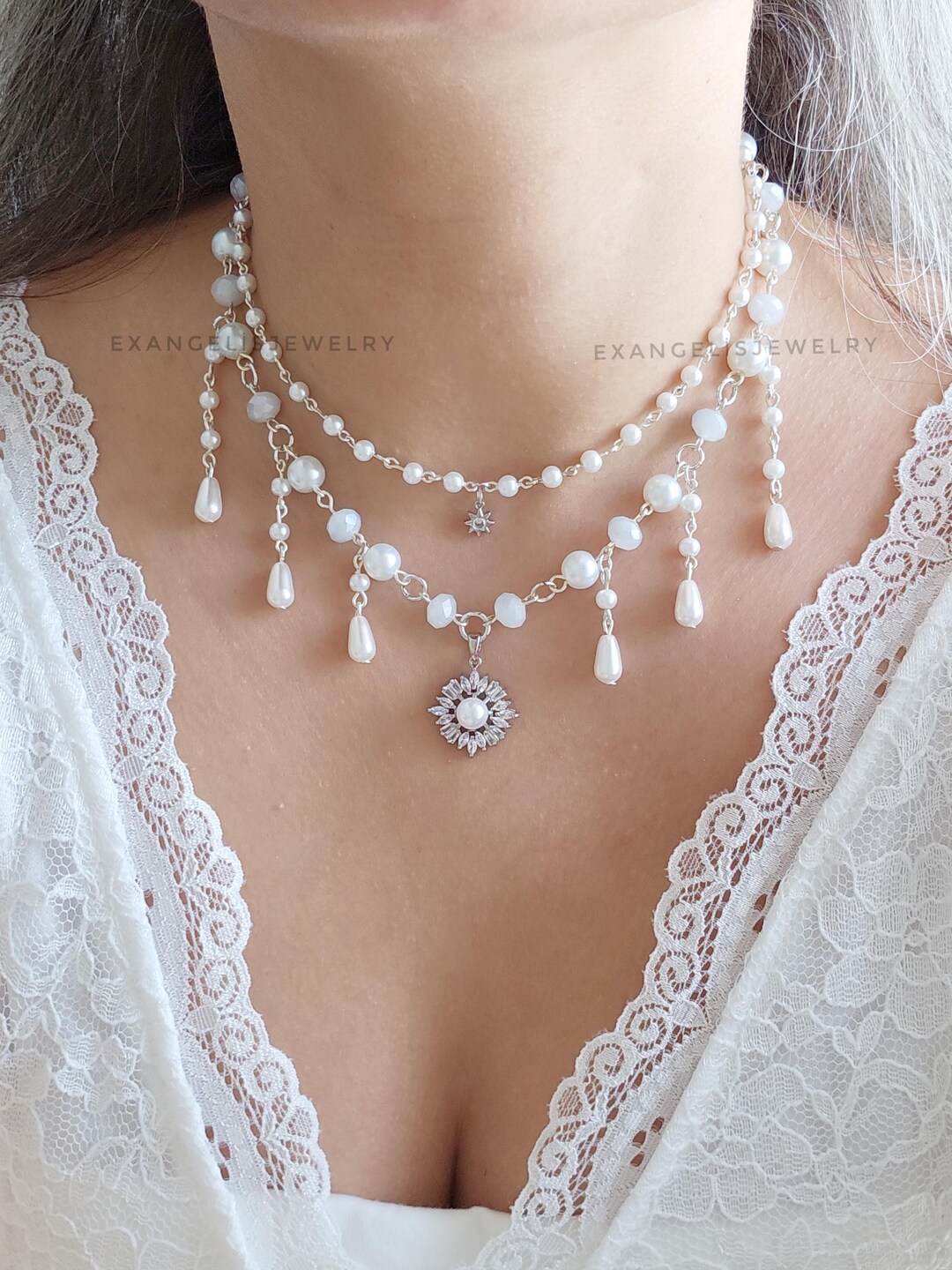 【HYERES LOR】23SS★ H edition White Pearl Bead Necklace Funky Necklace │ Trendy Pearl Necklace | Le BijouBijou