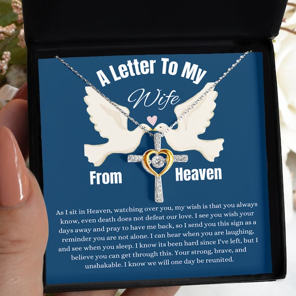 A letter to my wife from heaven, bereavement jewelry gifts, loss of husband necklace for sister, eternal love gifts