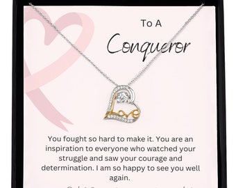 Cancer survivor jewelry gift for her, cancer awareness necklace for mom, heart warrior pendant for daughter, thinking of you gift for sister