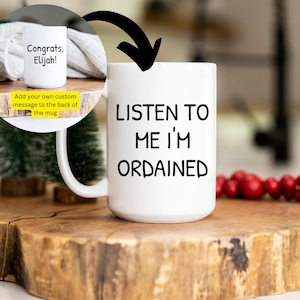 Ordained coffee mug gifts for new pastor, birthday gifts for minister son or daughter, ordination Ministry Gifts, Ministry Certificate