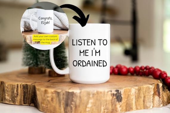 Ordained coffee mug gifts for new pastor, birthday gifts for minister son or daughter, ordination Ministry Gifts, Ministry Certificate