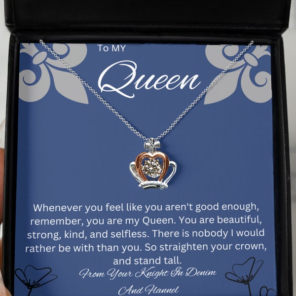 To my queen jewelry gifts for wife, crown necklace for girlfriend, queen of my heart gifts, queen crown pendant for spouse