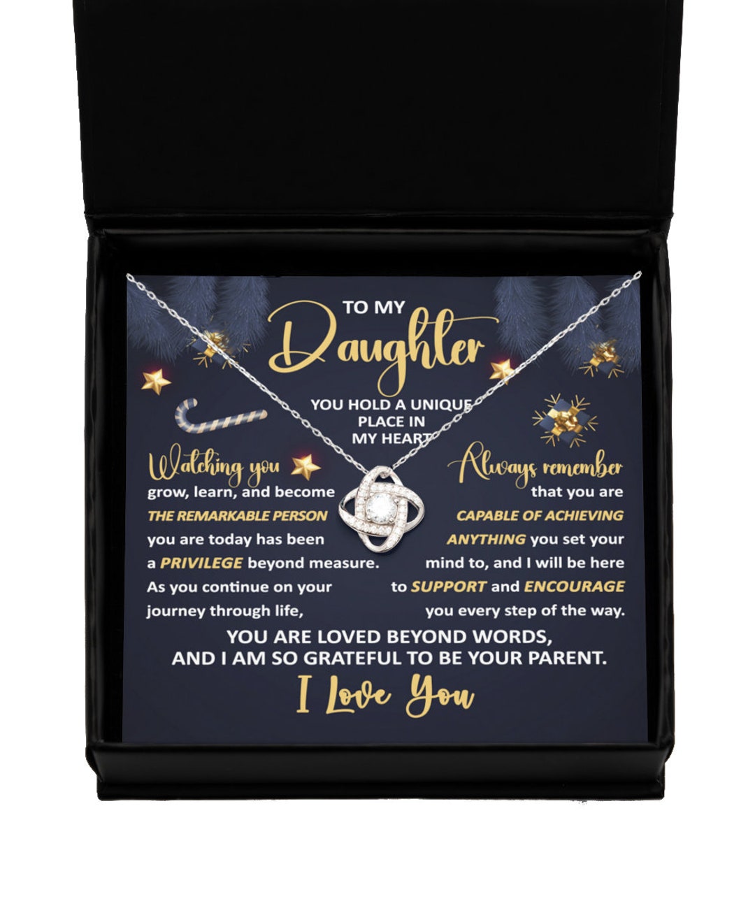 To My Daughter Christmas Necklace, Gifts for Step Daughter, Family