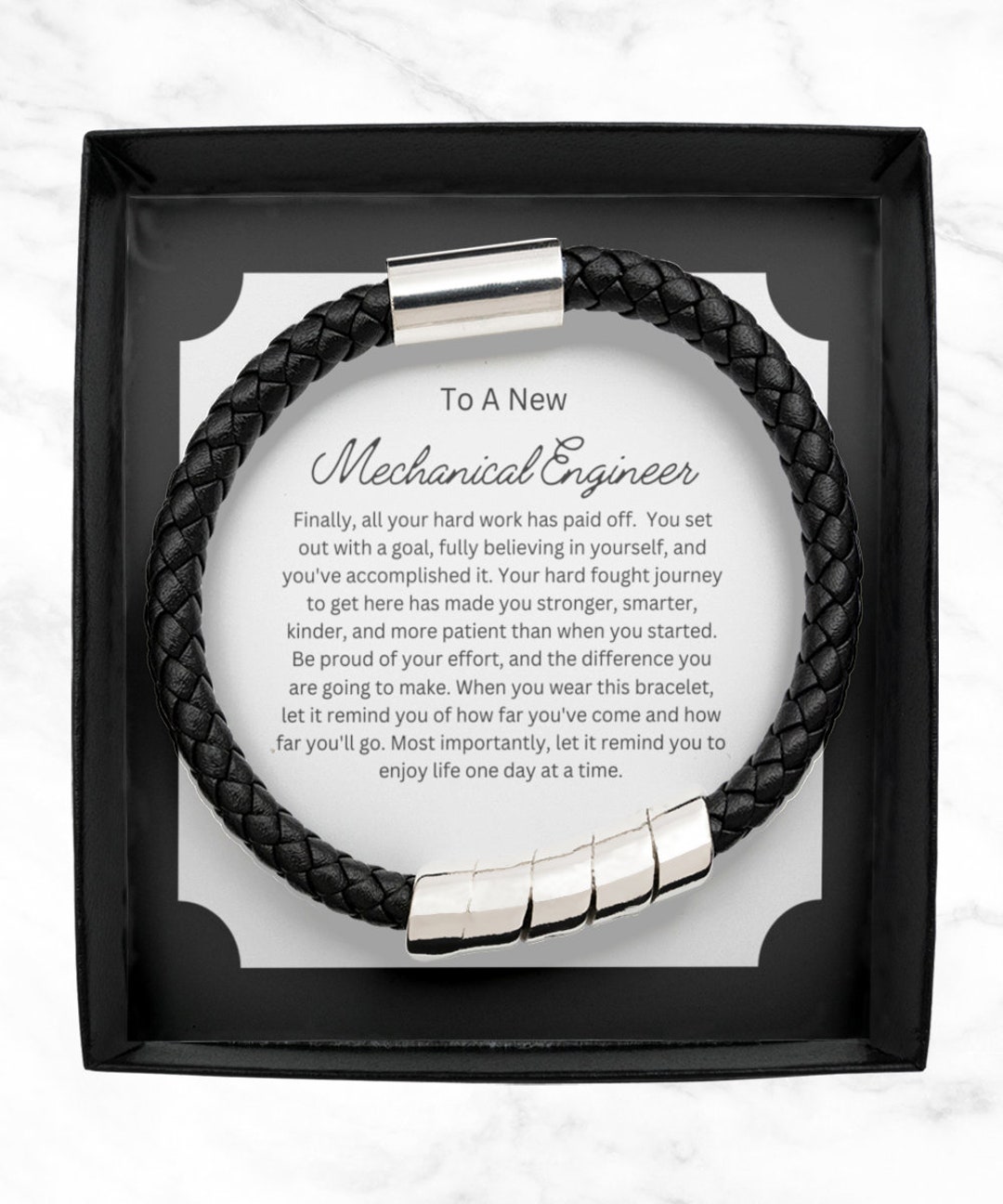 Black Engraved Rope Bracelet For Engineers - Adjustable Handmade Gift For Men & Women, Graduation, Birthday, Valentine's Day - View #4