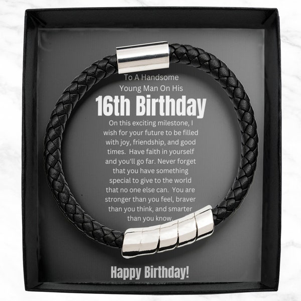 16th birthday bracelet for son, sweet 16 gift for boys, 16 year old birthday gift for him, nephew birthday gift, birthday bracelet Son