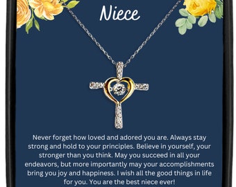 To my beautiful niece gift, niece necklace gift, from aunt or uncle cross pendant, birthday gift for niece, relationship gift for niece