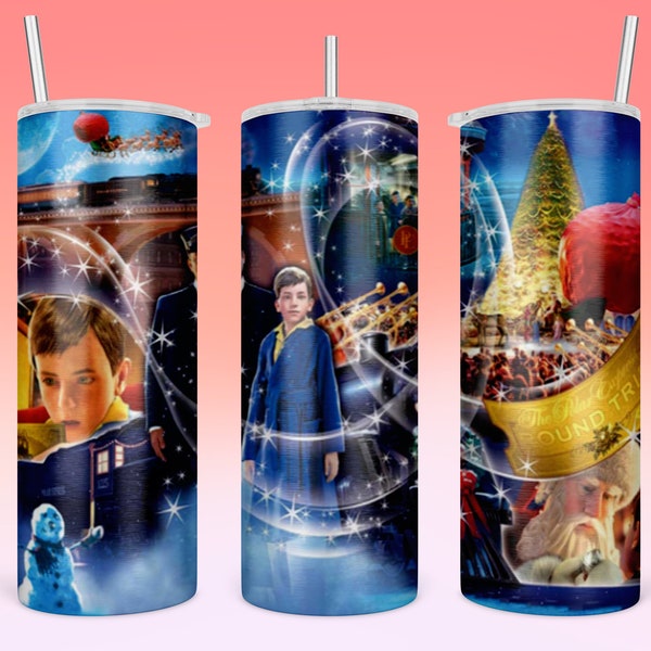 Polar Express 20oz Sublimation Tumbler Design PNG Full Wrap Straight & Tapered