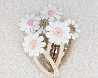 Daisy Fabric Hair Clips: Baby Girl Hair Accessories