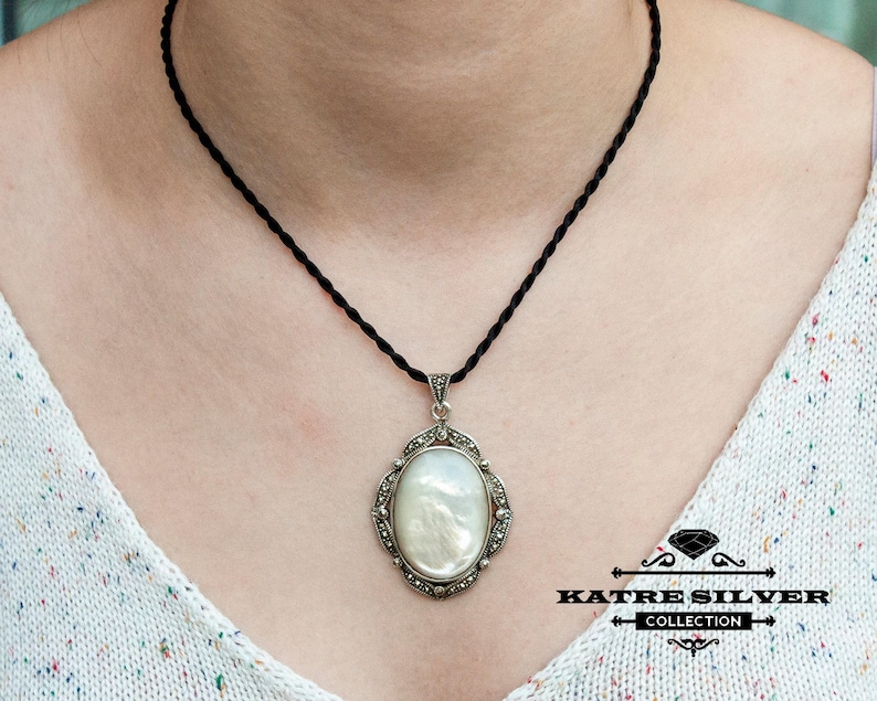 Large Shell Pendant: Handmade 925k Sterling Silver Necklace image 2
