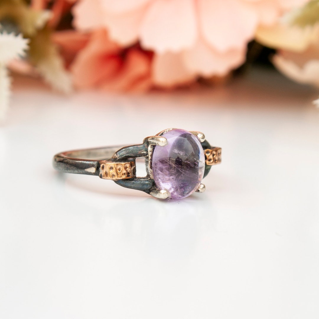 Vintage Amethyst Engagement Ring, Amethyst Wedding Ring, Promise Ring