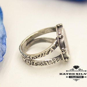 Handgemaakte ring met koraalsteeninleg: 925 sterling zilveren boho-sieraden afbeelding 7