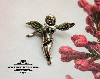 Sterling Silver Guardian Angel Charm: Handmade Angel Pendant Necklace